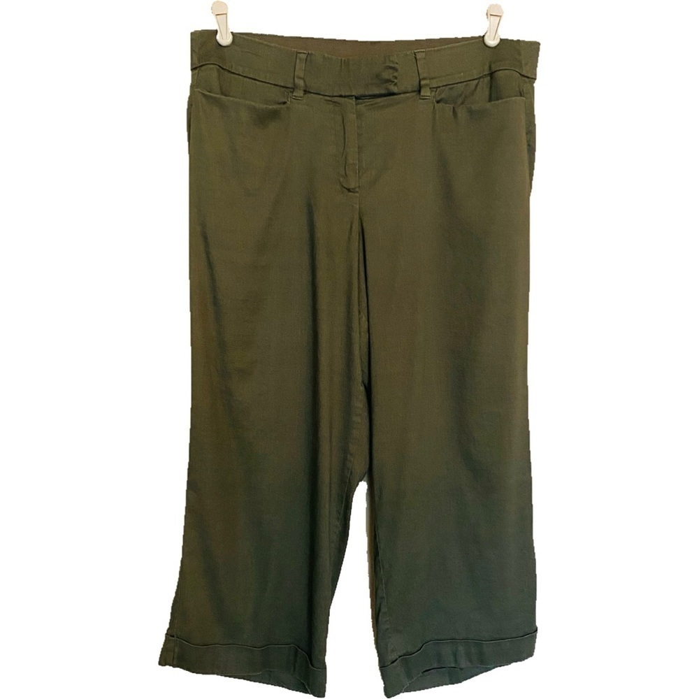 Lane Bryant Army Green Ankle Stretch Casual Pants Size 14 Comfort Lightweight